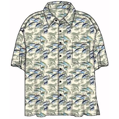Guy Harvey   Guy Harvey Short Sleeve Bu0tton Down Shirt - Tuna Shadow Size L