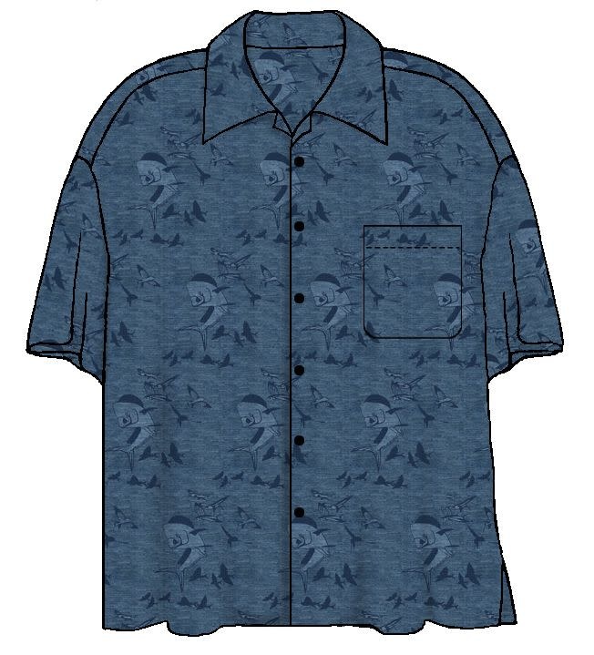 Guy Harvey Short Sleeve Button Down Shirt Dorado Jaquard Slate 3X