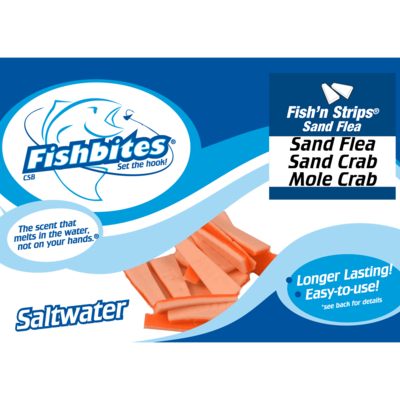 Fishbites Fishbites 0050 E-Z Bait Strips Longer Lasting Sand Flea Orange/White 1-1/2in