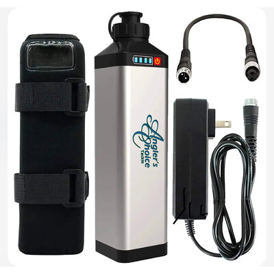 Angler's ChoIce Lithium-ion Battery Tanacom 18Ah 14.8V 10000mAh Electric Reel Battery 1pk w/cable, Charger, Cover, w/Bag