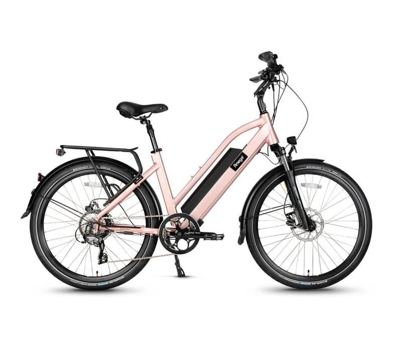 rose gold bike with basket