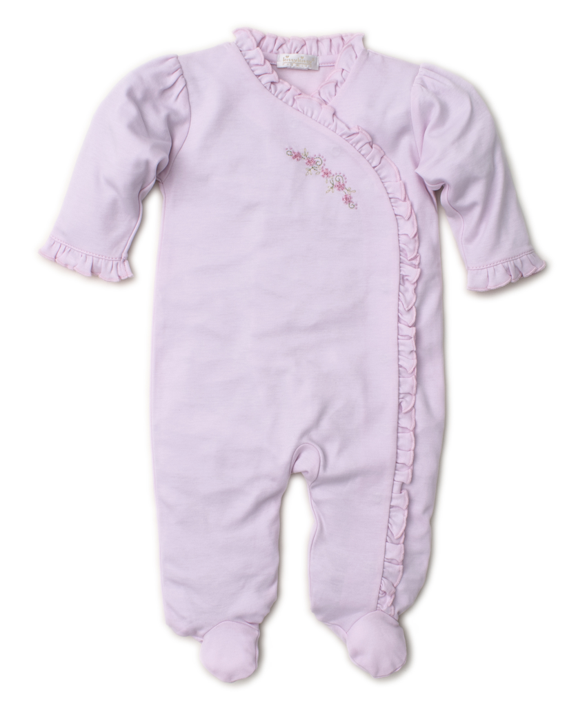 kissy kissy Kissy Kissy Pink Vines Footie with Hand Embroidery