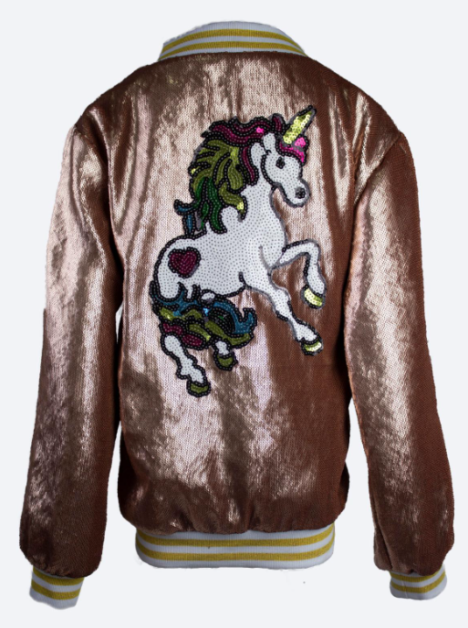 unicorn sequin bomber jacket