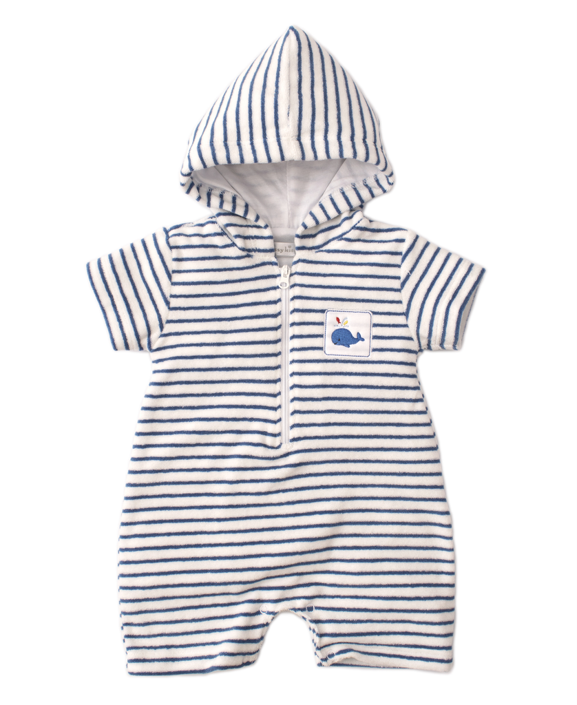 kissy kissy Kissy Kissy Whale of a Time Striped Terry Romper *more colors*