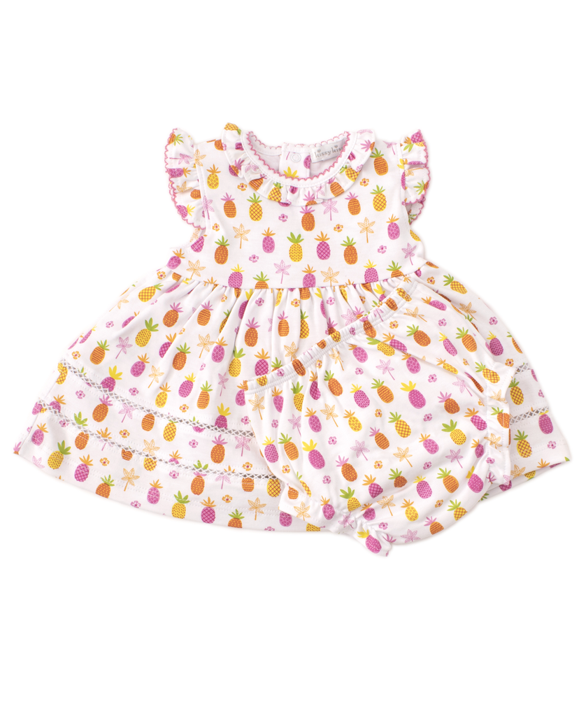 kissy kissy Kissy Kissy Prismatic Pineapples Dress with Diaper Cover