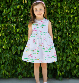 Smiling Button Flamingo Pinny Dress