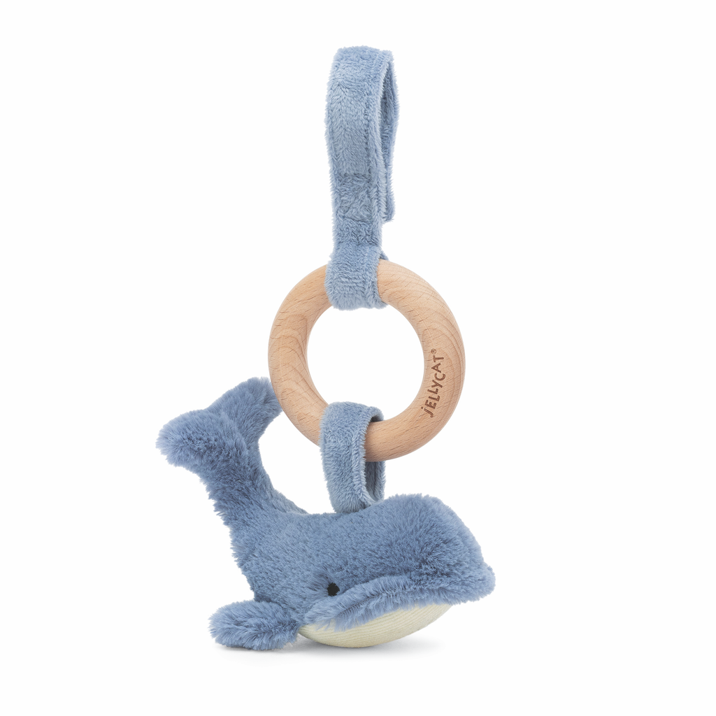 JellyCat Jelly Cat Wilbur Whale Wooden Ring Stroller Toy
