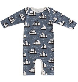 Winter Water Factory Winter Water Factory Vintage Sailboats Long Sleeve Romper