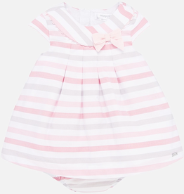 Mayoral Mayoral Striped Baby Dress with Diaper Cover