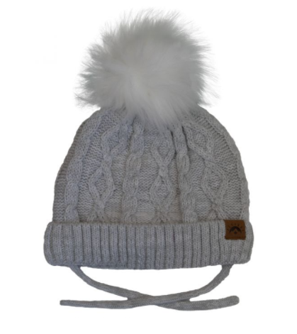 Cali Kids Cotton Knit Faux Fur Pom Pom Hat *3 colors*