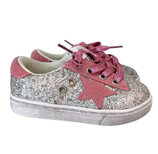 Boys Glitter Pink Star Sneakers