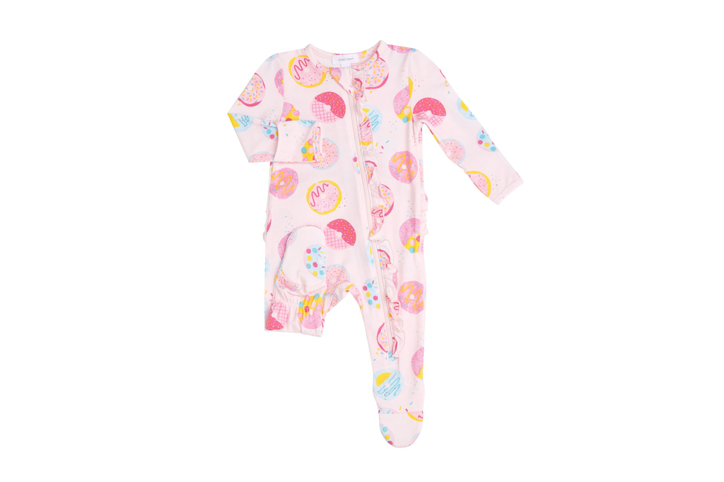 Angel Dear Angel Dear Donuts Ruffle Front Zipper Footie