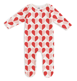 Winter Water Factory Winter Water Factory Footed Romper - Hearts Red & Pink
