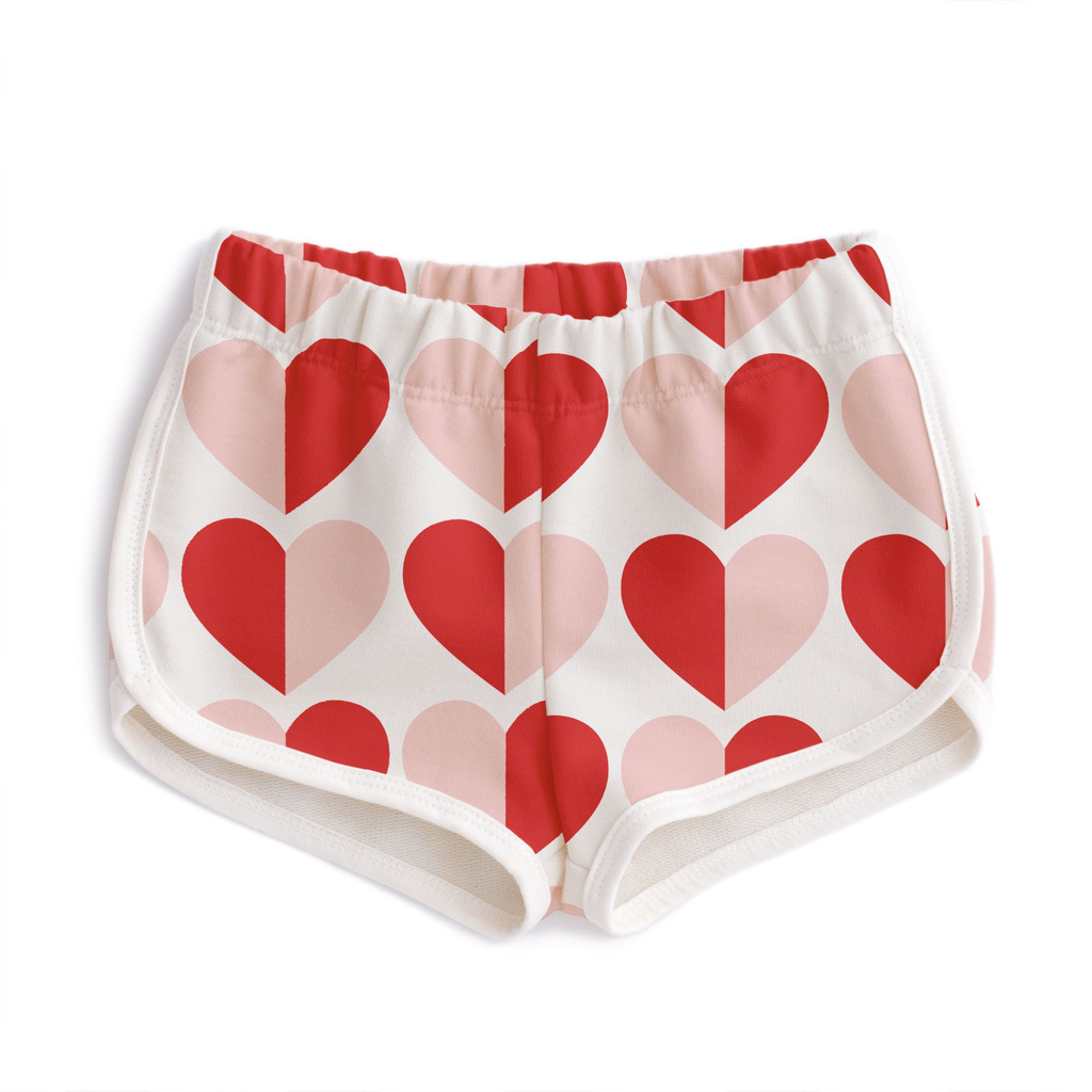 Winter Water Factory Winter Water Factory French Terry Shorts - Hearts Red & Pink