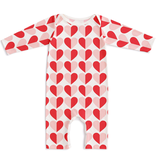 Winter Water Factory Winter Water Factory Long-Sleeve Romper - Hearts Red & Pink