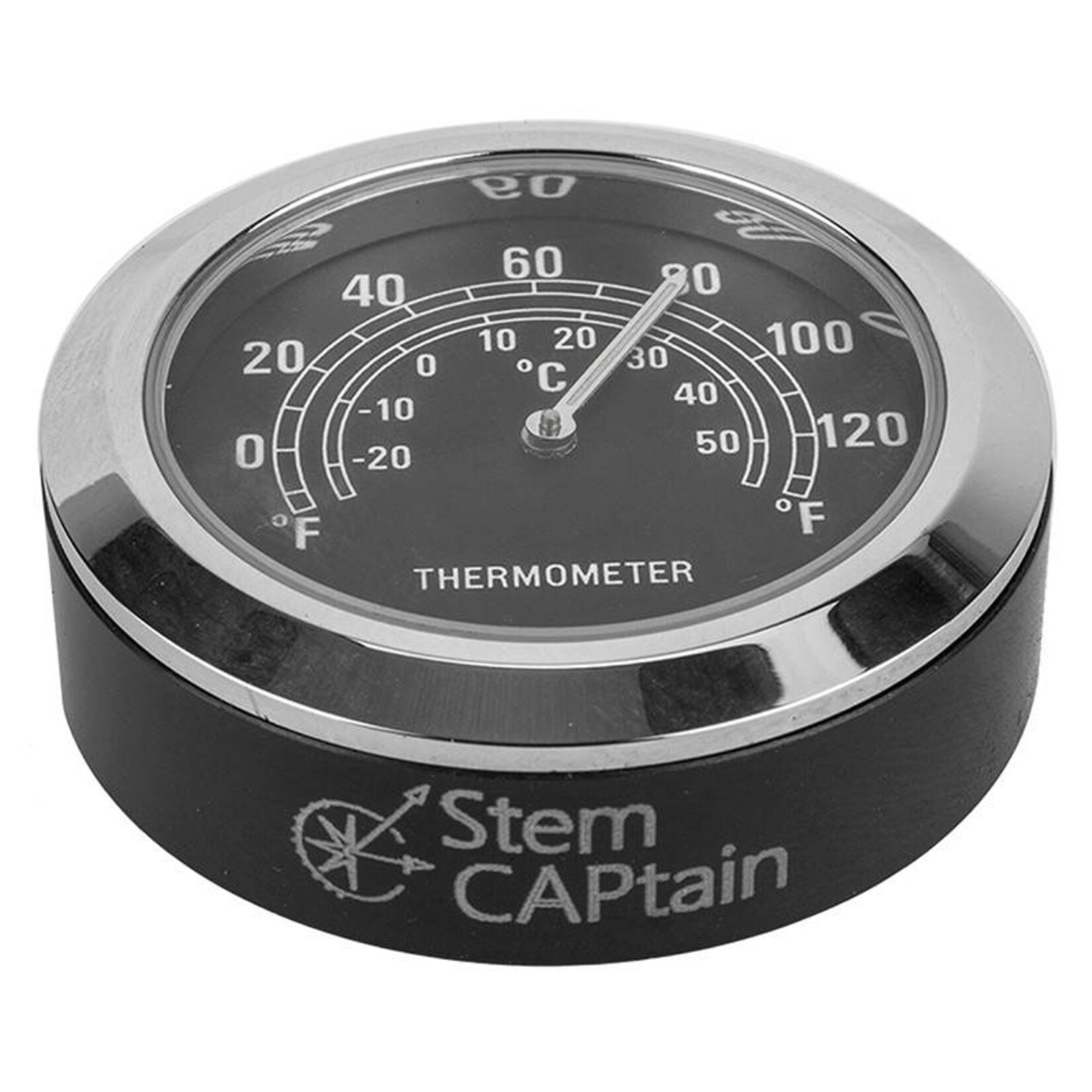 Stem Captain Headset Cap Thermometer, Black Dial/Black Case