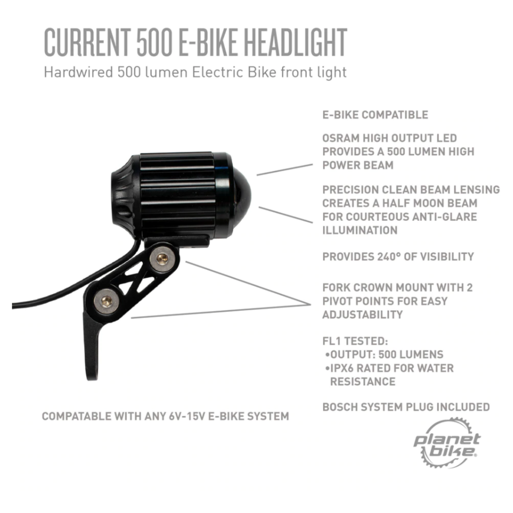 Planet Bike Planet Bike Current 500 PlugnPlay eBike Headlight