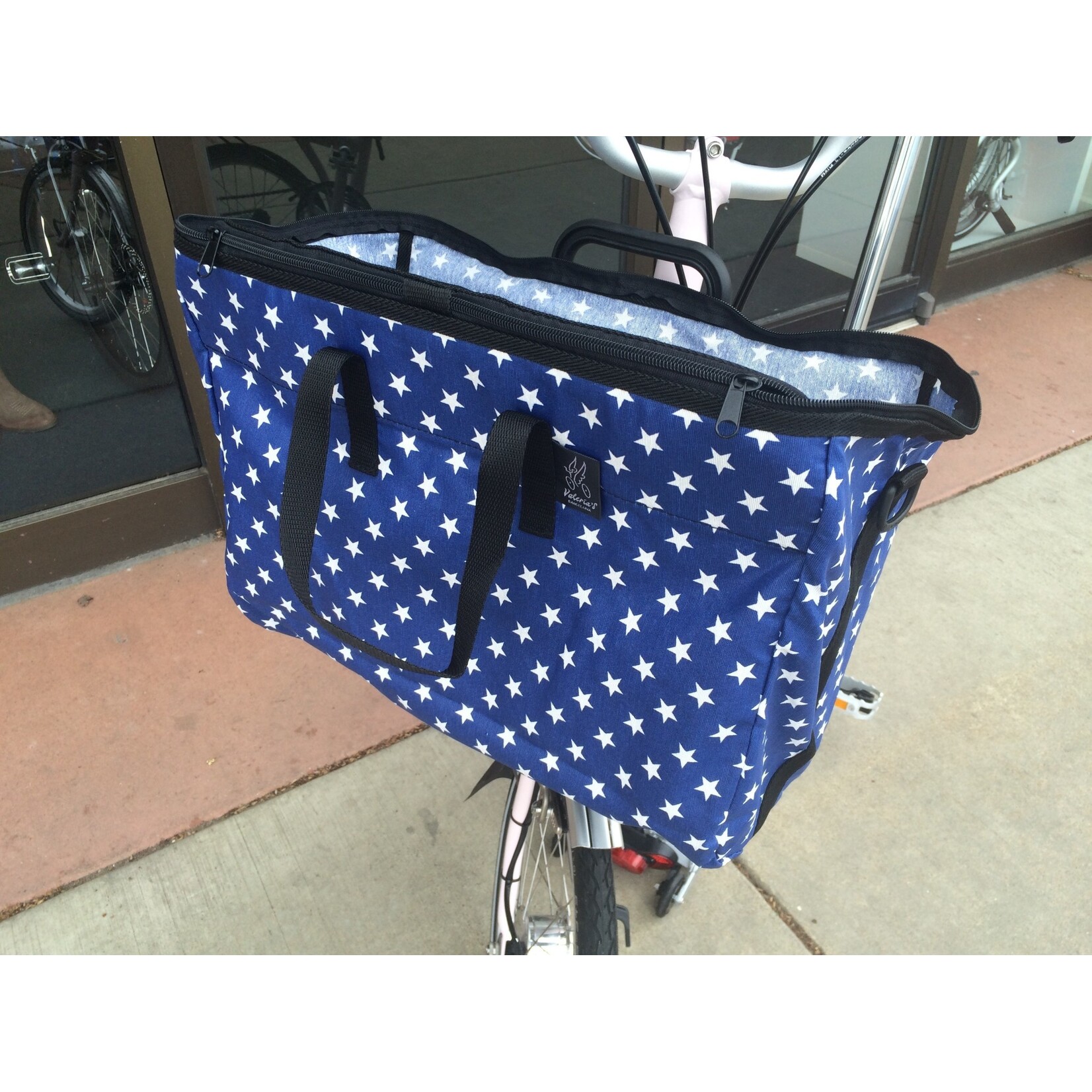 Brompton Valeria's Folding Basket for Brompton - Blue Stars