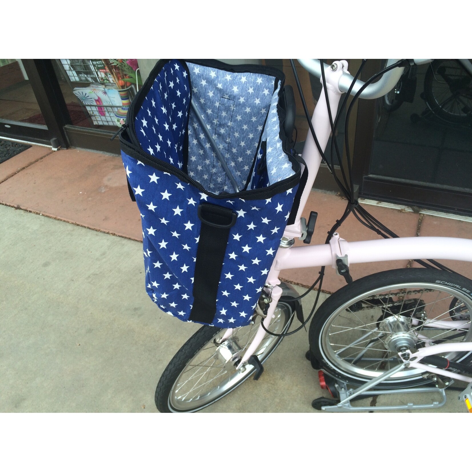 Brompton Valeria's Folding Basket for Brompton - Blue Stars