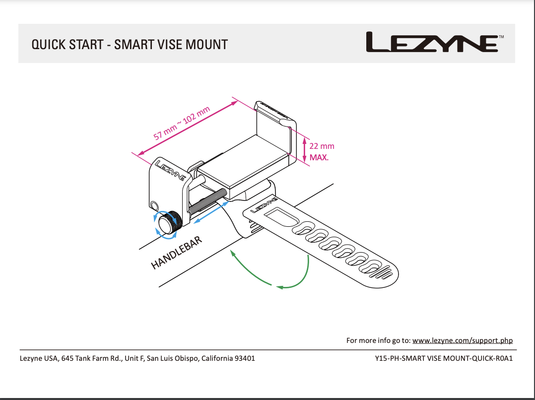 Lezyne Lezyne Smart Phone Vise Handlebar Mount, Black