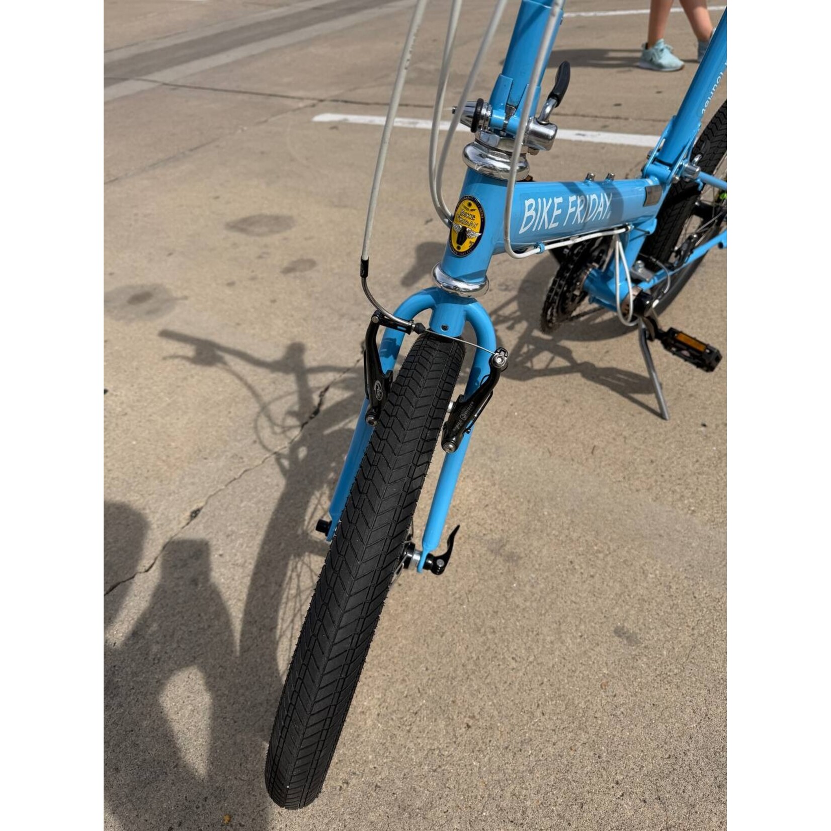 Bike Friday pre-owned Light Blue color, 27 speed, excellent condition!