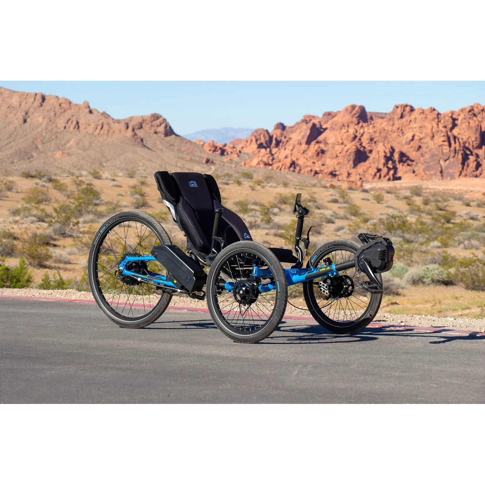 ICE Recumbent Trikes ICE Adventure 26 Rear Suspension - Blue PERS V4 D kit chainless electric trike