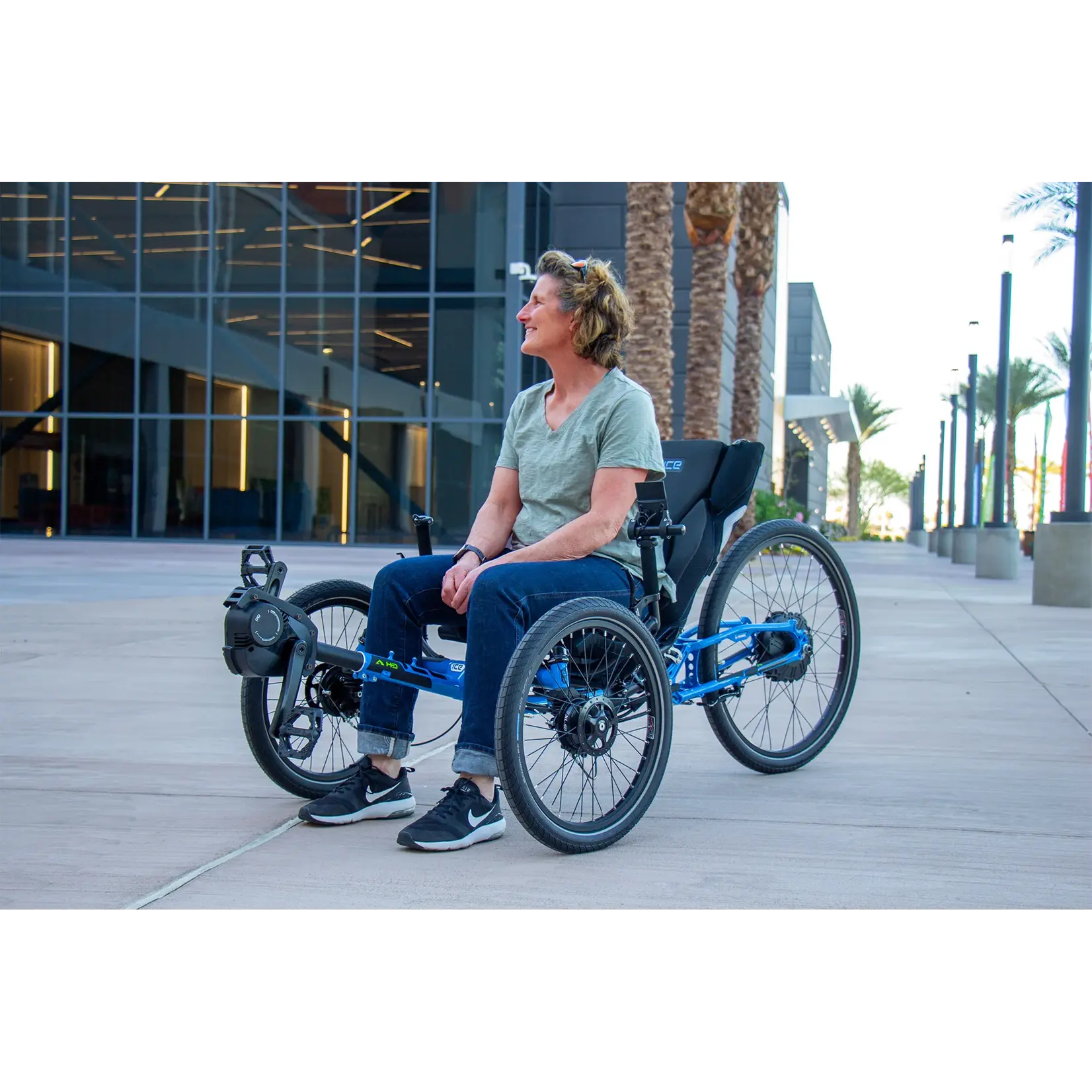 ICE Recumbent Trikes ICE Adventure 26 Rear Suspension - Blue PERS V4 D kit chainless electric trike