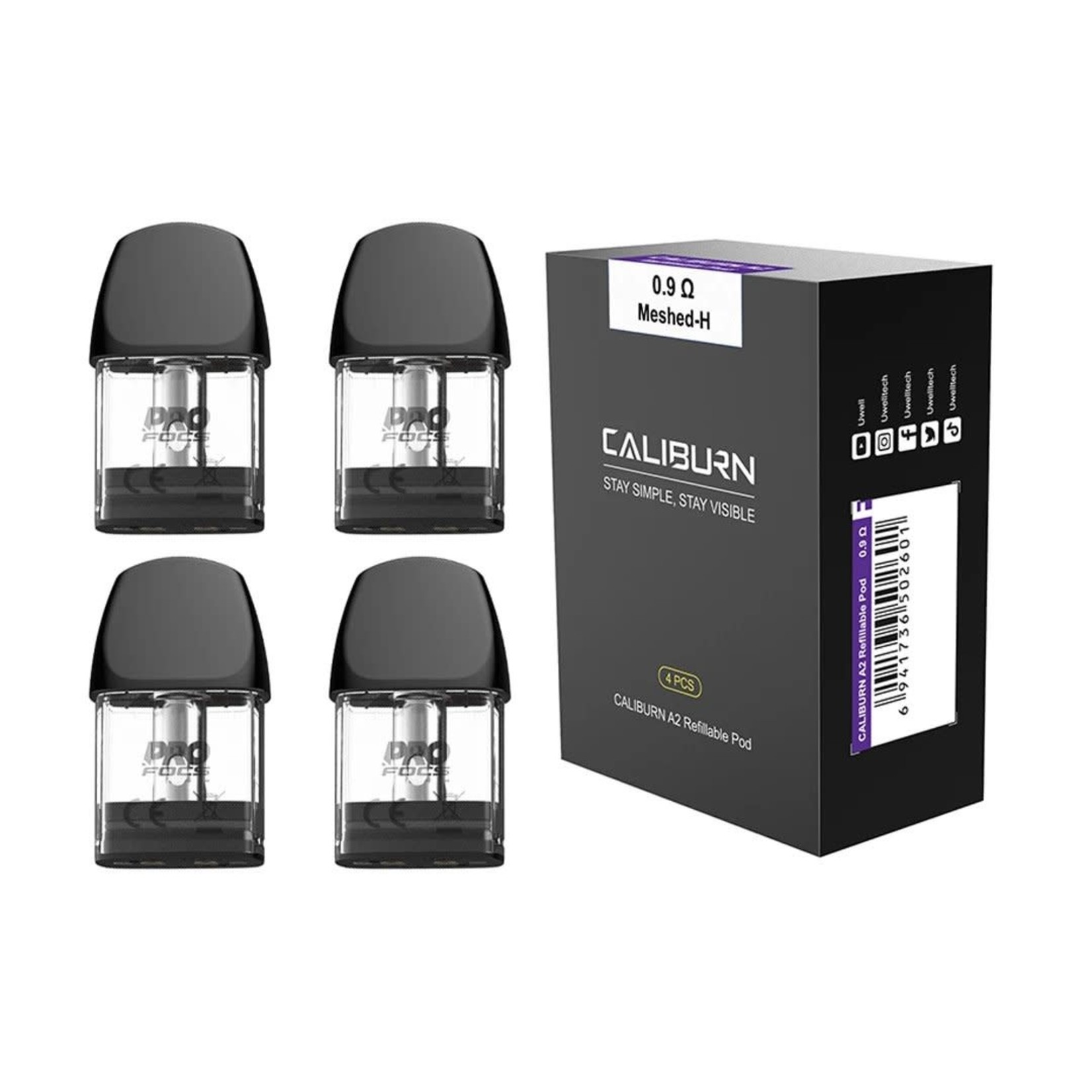 Uwell Uwell Caliburn A2 Pod 0.9ohm (Box of 4)