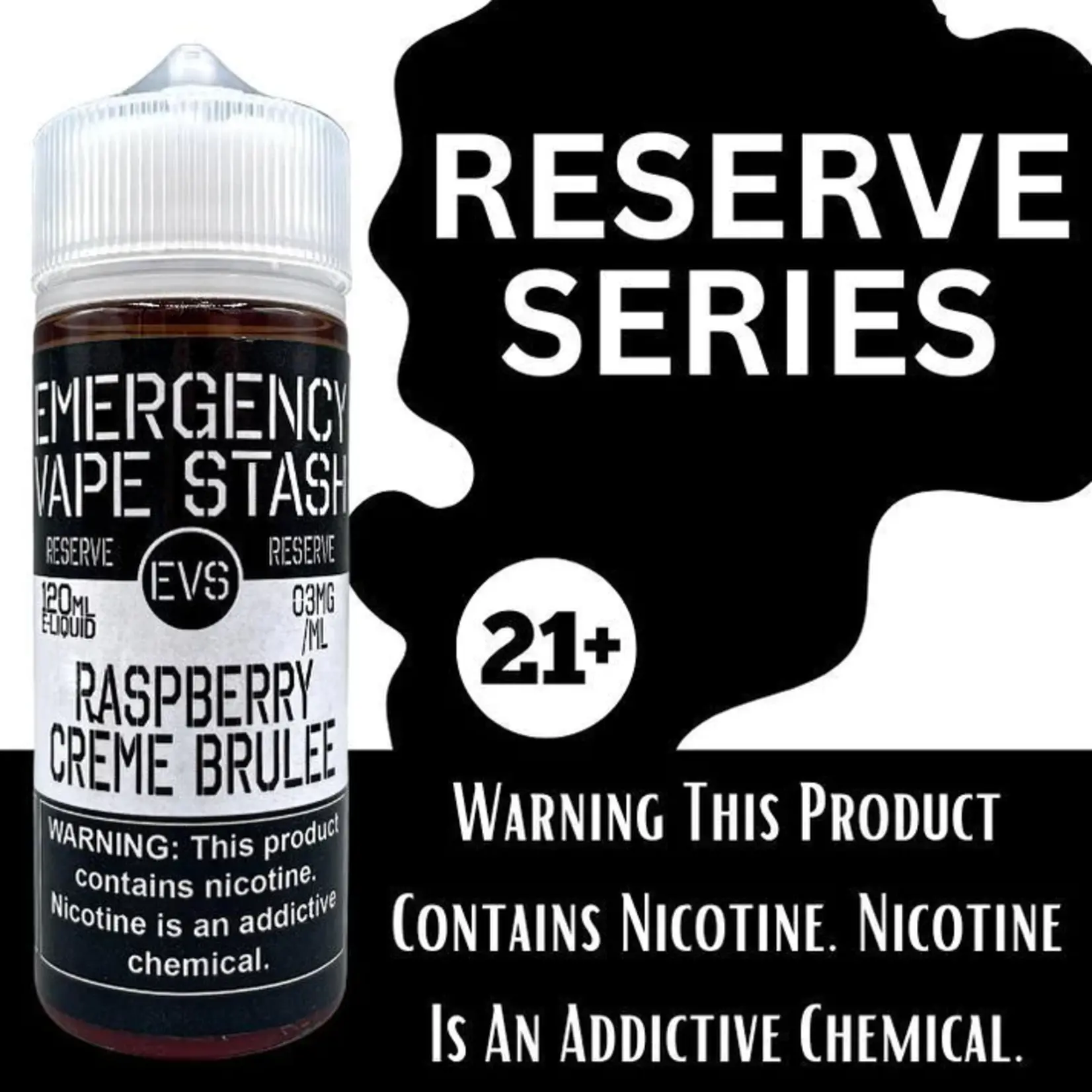 Emergency Vape Stash Reserve 120ml Raspberry Creme Brulee 6mg