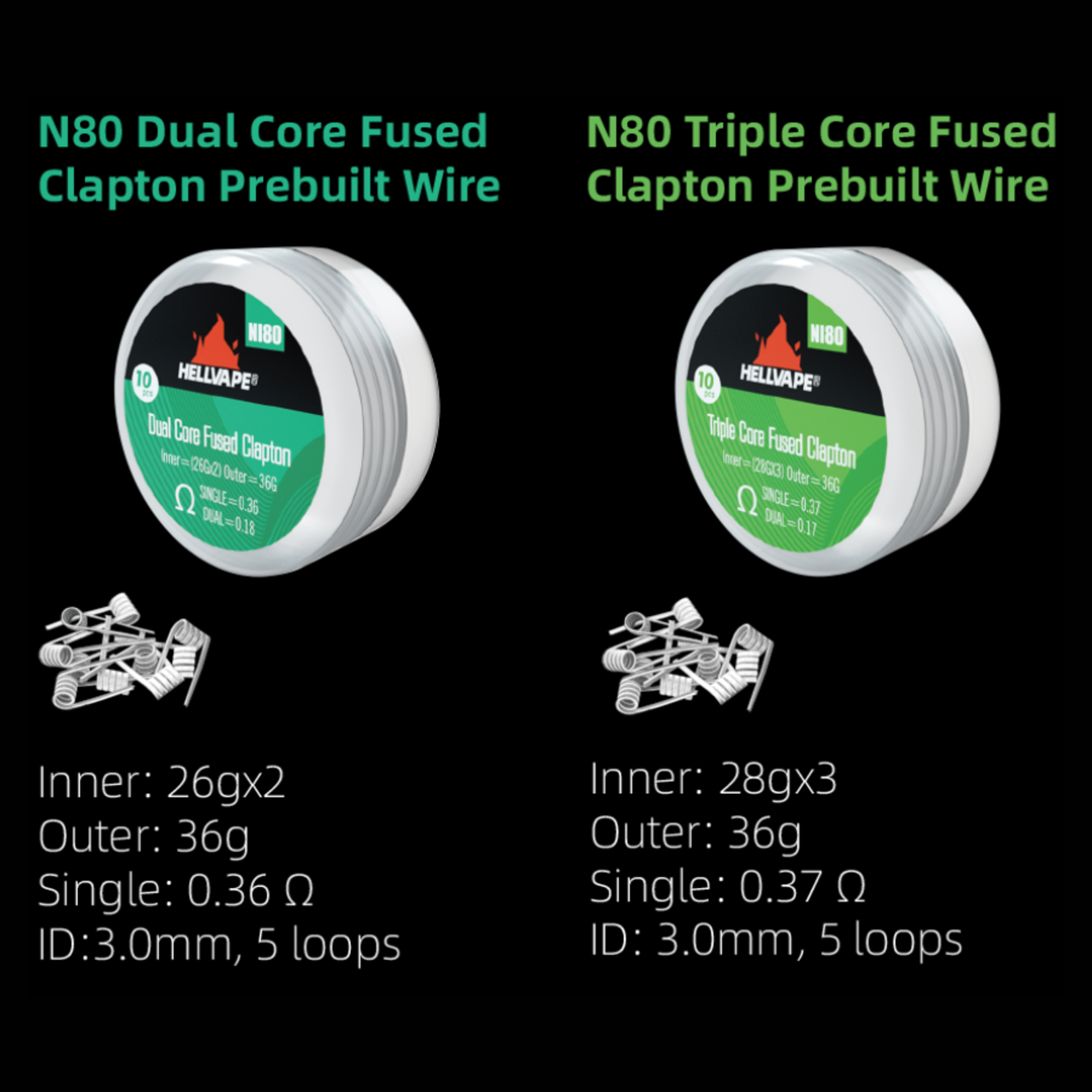 HellVape Hellvape Ni80 Pre-Built Clapton Coils (10 Pack)