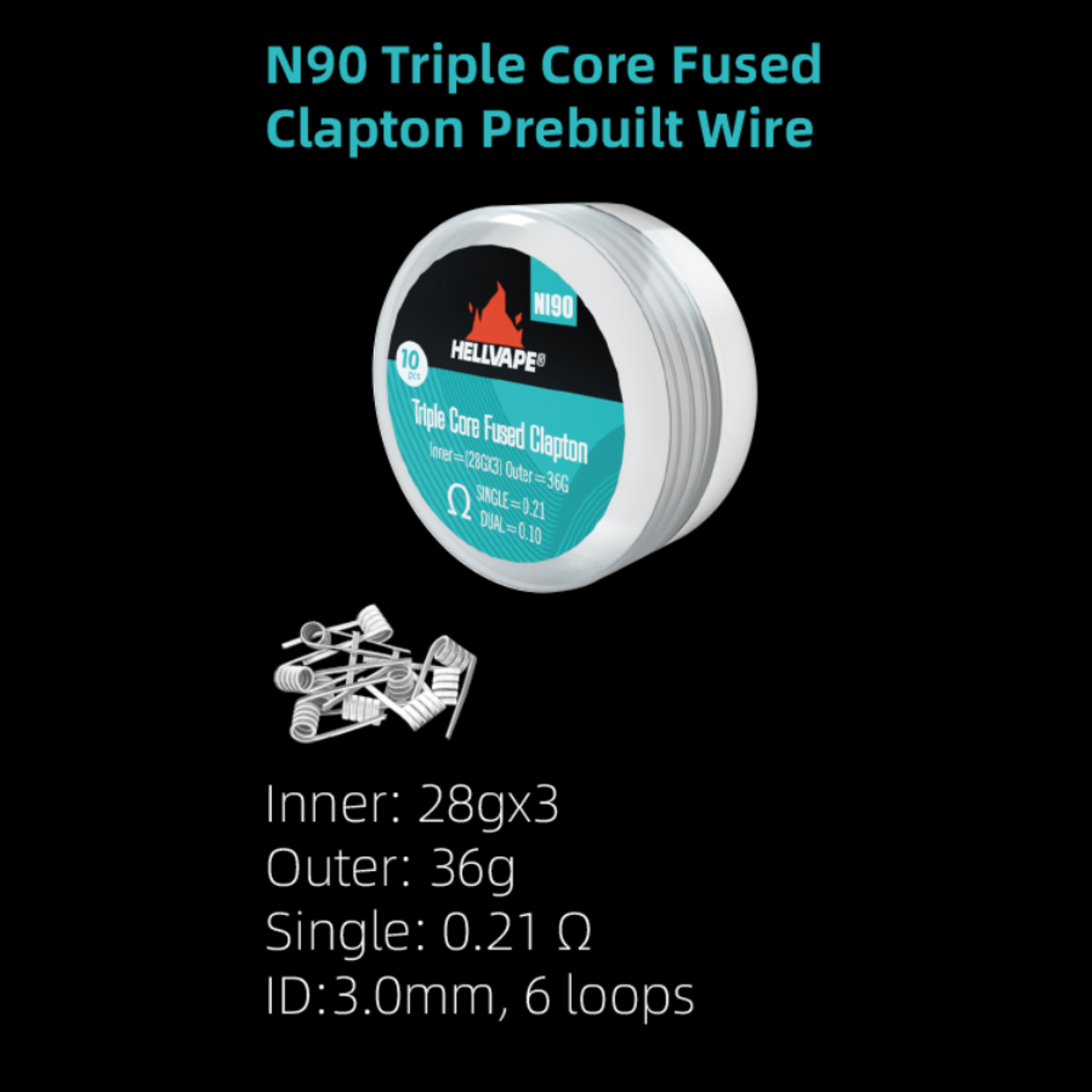 HellVape Hellvape Ni90 Pre-Built Clapton Coils (10 Pack)