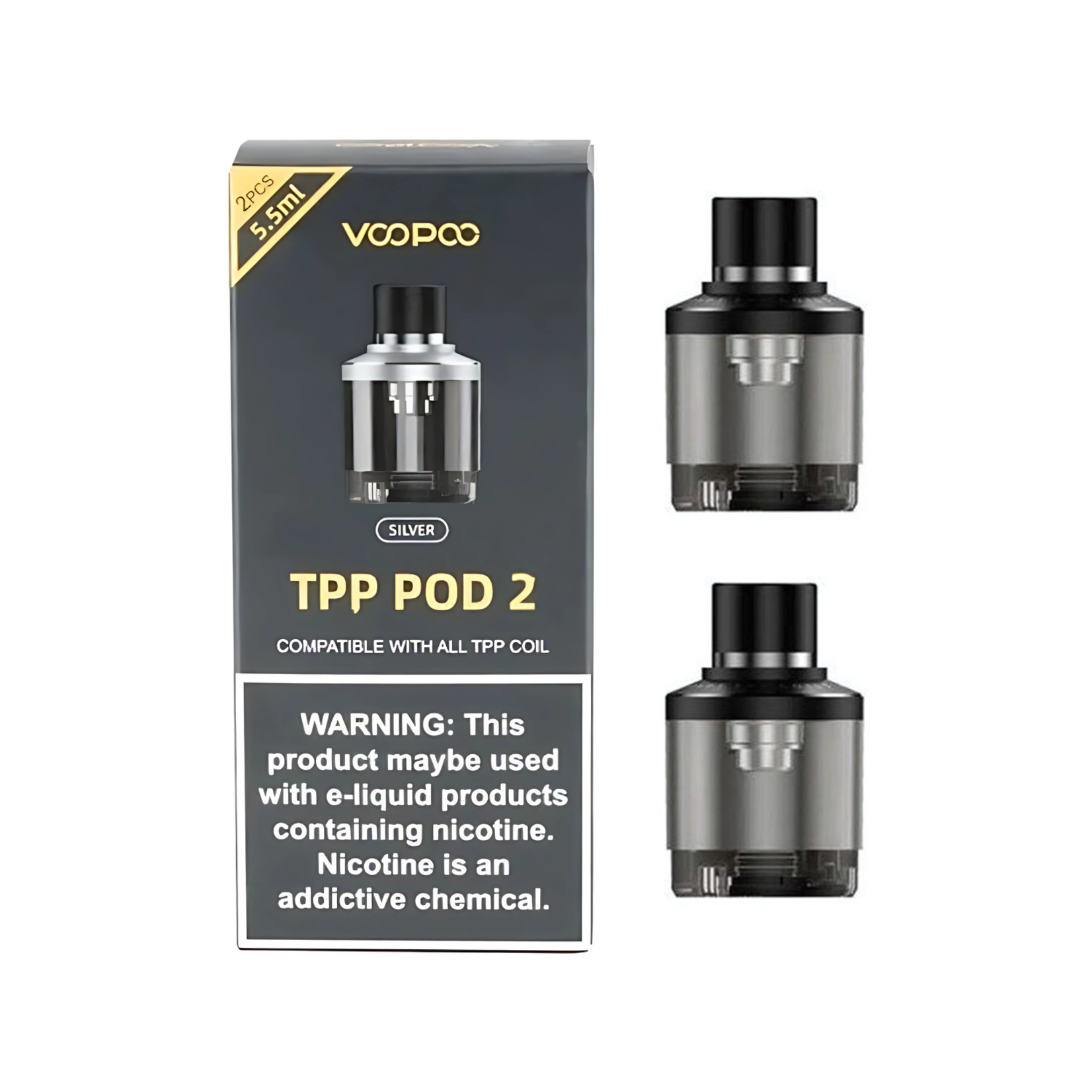Voopoo Voopoo TPP 2.0 Replacement Pod (Box of 2 Empty Pod Only)  Black