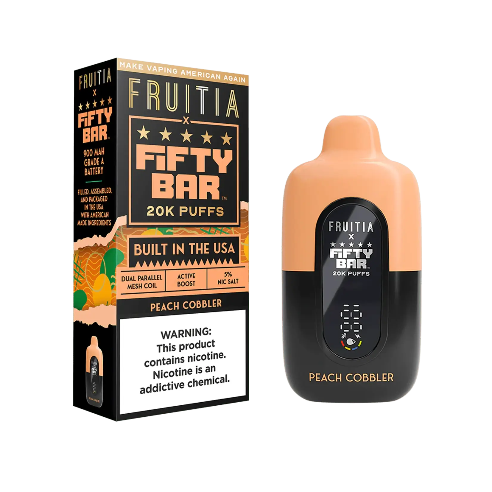 Fifty Bar 20k Fruitia x Fifty Bar 20k 5% Peach Cobbler