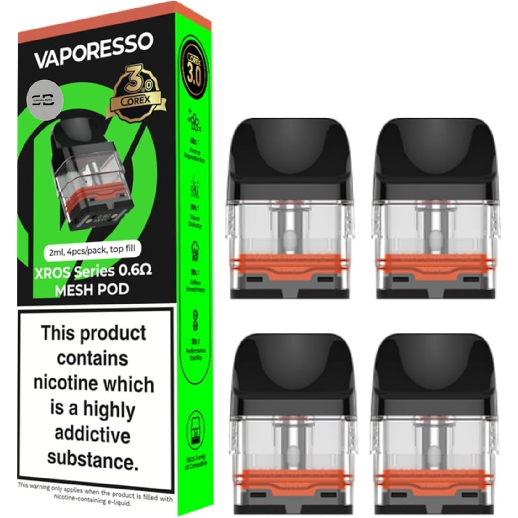 Vaporesso Vaporesso XROS Pod 2ml Corex 3.0 Top-Fill (Box of 4)