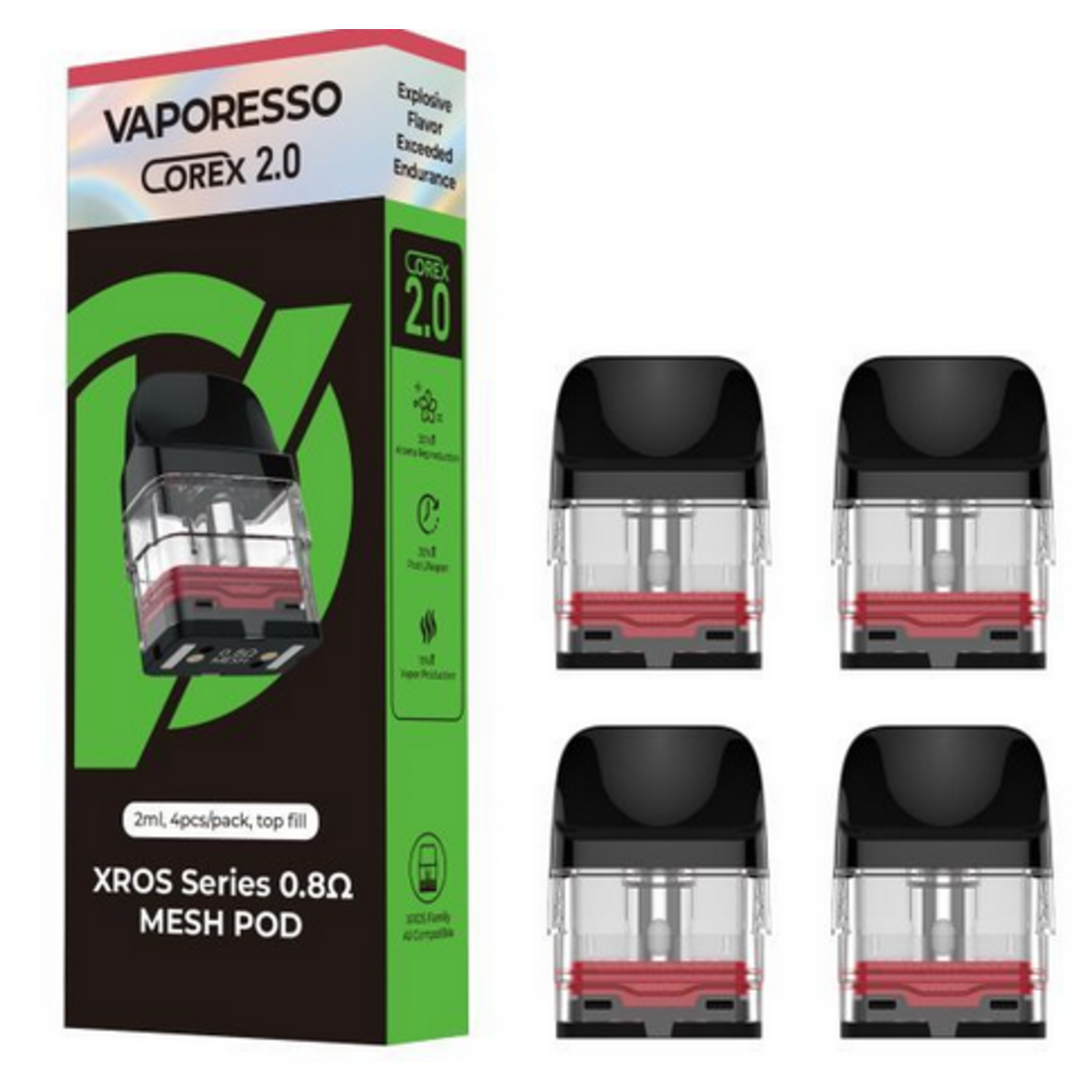 Vaporesso Vaporesso XROS Pod 2ml Corex 2.0 (Box of 4)  1.2 Ohm (Black)