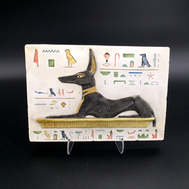 OMEN Anubis on White Cut Stone Plaque