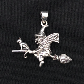 OMEN Witch Riding the Broom with Celtic Knot Work
