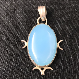 OMEN Blue Chalcedony Pendant with Moons