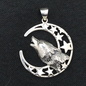 OMEN Baying Wolf and Moon Silver Pendant