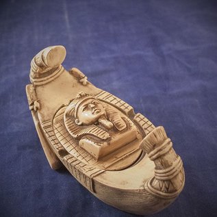 OMEN Pharaoh Deathboat Figurine in White Finish - Made in Egypt at 3.75 Inches High by 6.75 Inches Long