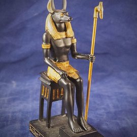 OMEN Sitting Anubis Statue in Black and Gold Finish - Made in Egypt at 6.5 Inches High