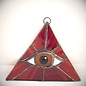 OMEN Red Triangle with Amber Eye Suncatcher