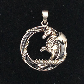 OMEN Highly Detailed Dragon in Black Enamel Circle