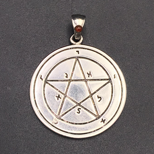 OMEN The First Pentacle of Mercury in White Bronze with Orange Agate