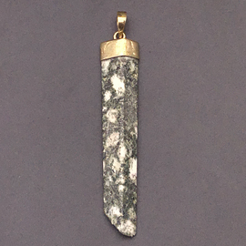 OMEN Polished Freeform Preseli Bluestone Hengestone Pendant set in Solid Bronze