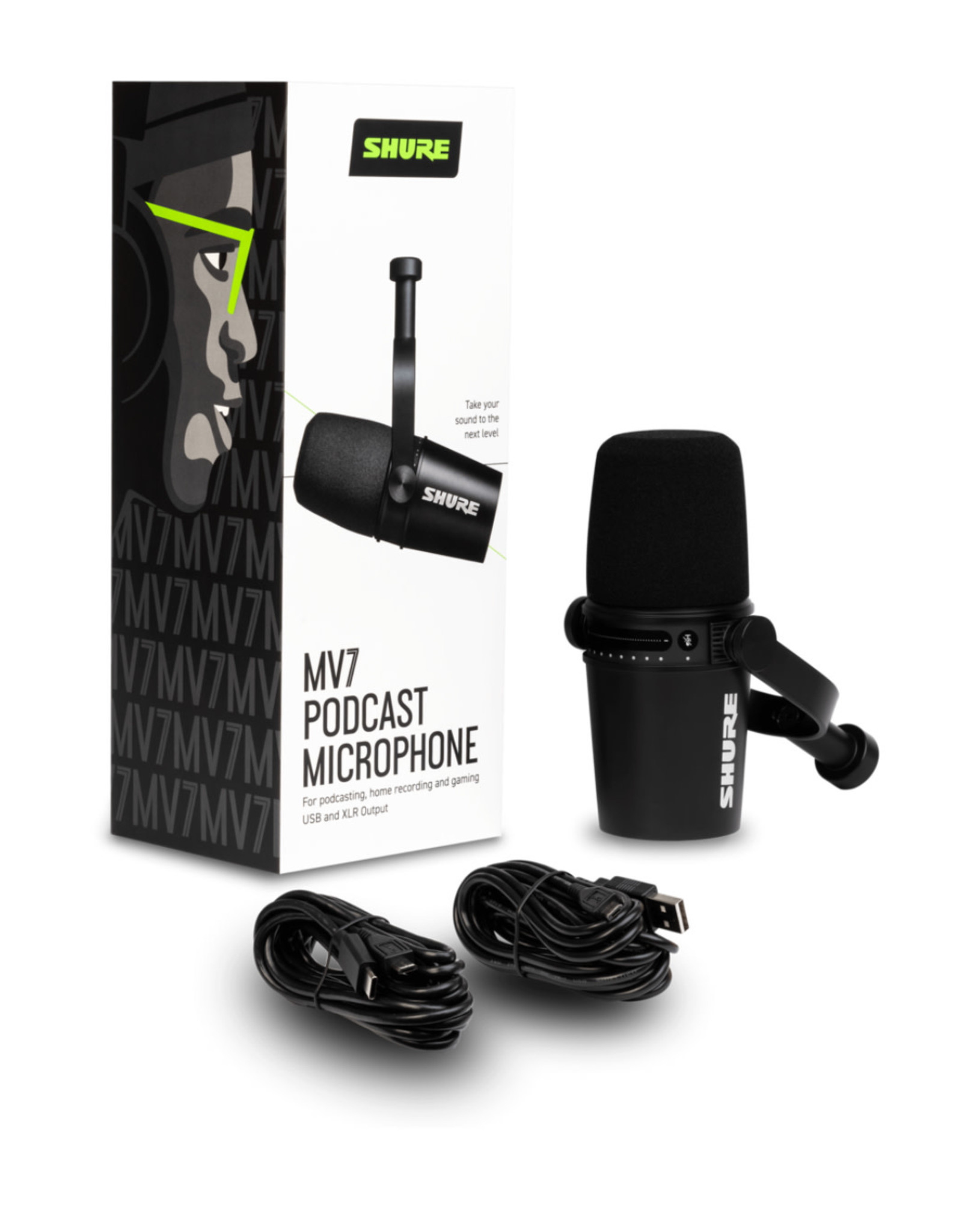 Shure Shure MV7 XLR/USB Cardioid Dynamic Podcast Microphone - Black (MV7-K)