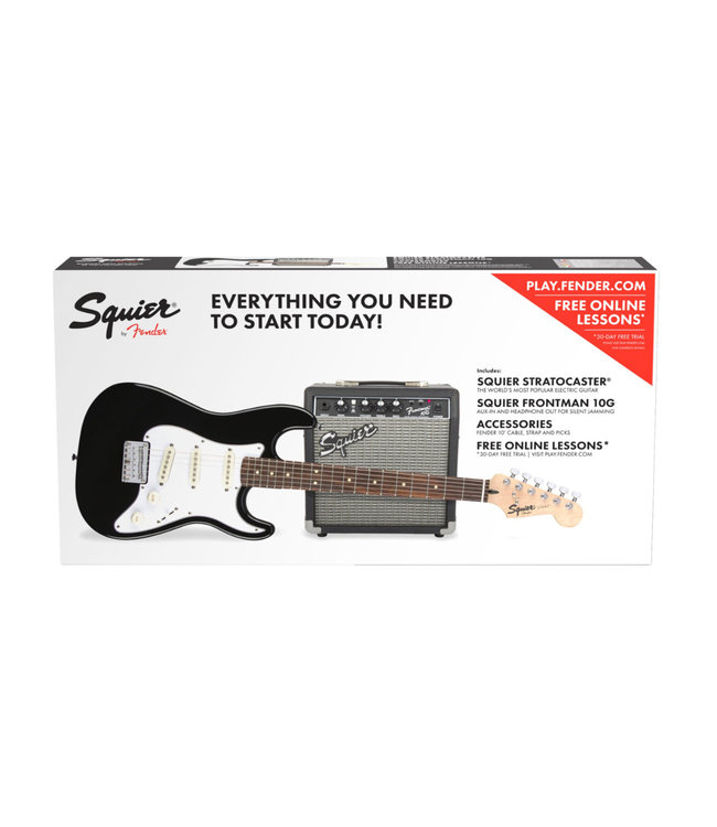 Squier Squier Stratocaster Pack - Laurel Fretboard, Black, 10G Amp, Gig Bag