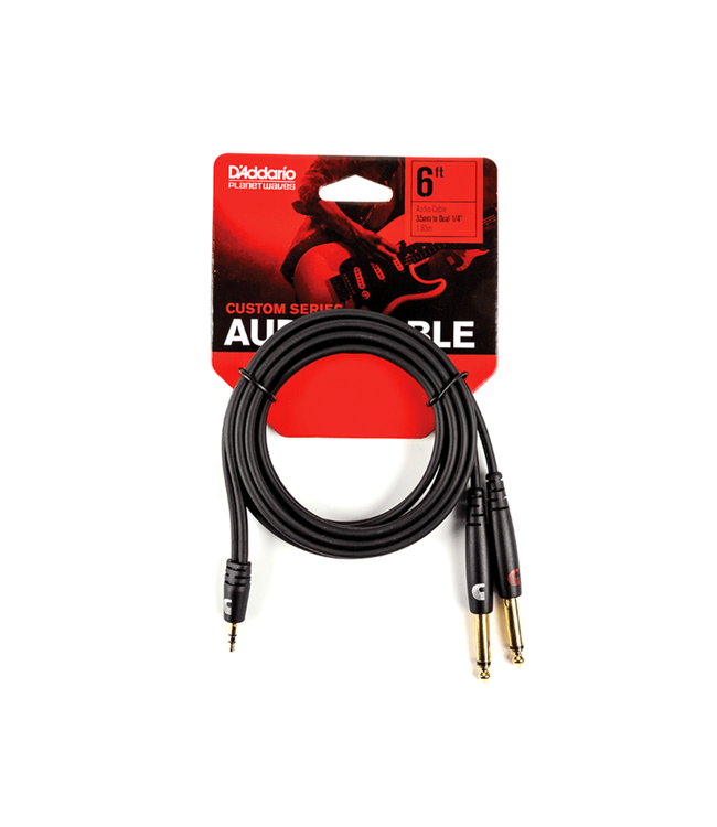 D'Addario Custom Series 1/8" TRS to Dual 1/4" TS Adaptor Cable - 06'