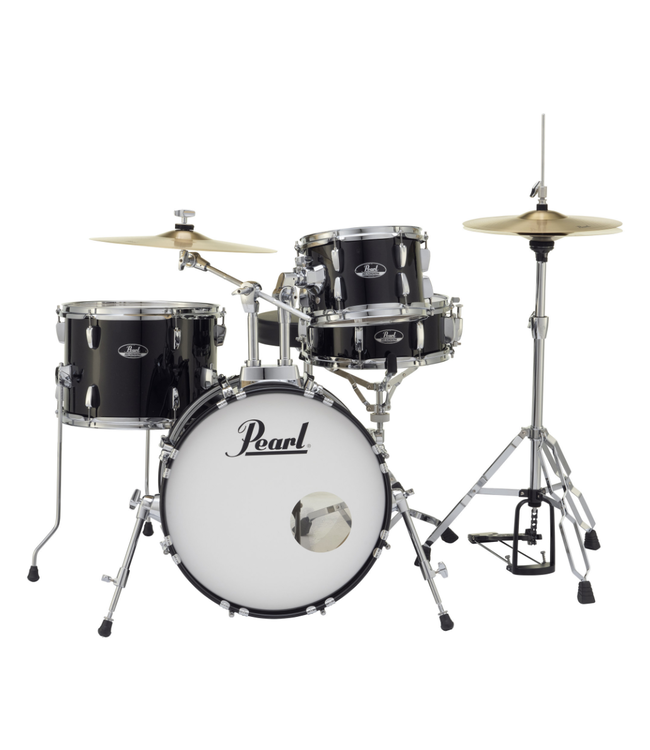 Pearl Roadshow 4-Piece Drum Kit - 10"/13"/14"/18", Hardware, Cymbals, Throne - Jet Black