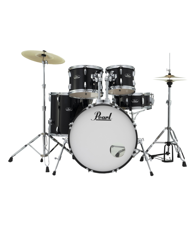 Pearl Roadshow 5-Piece Drum Kit -  10"/12"/14"/16"/22", Hardware, Cymbals, Throne - Jet Black